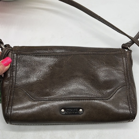 Frye Melissa Brown Leather fold over Crossbody Bag. BRN2366D - Picture 11 of 16